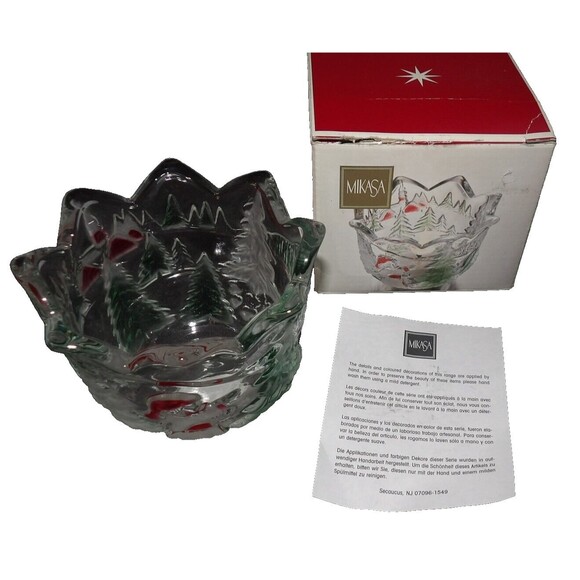 Mikasa Holiday Landscape Christmas Votive Candle Holder 3" SA610/594 NOS Candy - Picture 3 of 13